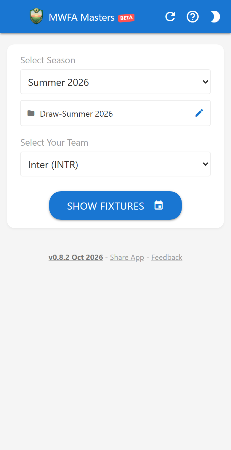 Step 1: Selecting Season and Team INTR